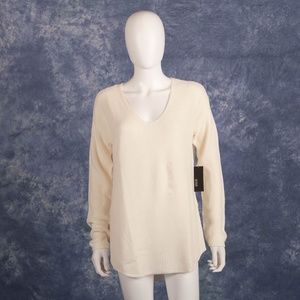 ANA Cream Long Sleeve Cotton Knit Sweater